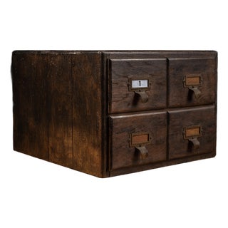 Early 20th Century Solid Wood Four Drawer Card Catalog For Sale