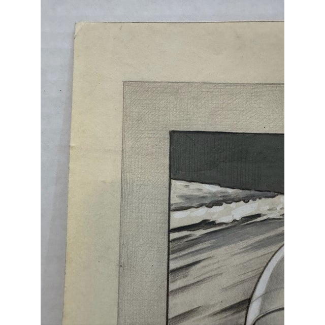 Illustration Original Signed Graphite Illustration of Smiling Female Swimmer in Bathing Cap, 10½ × 8½ In. For Sale - Image 3 of 5