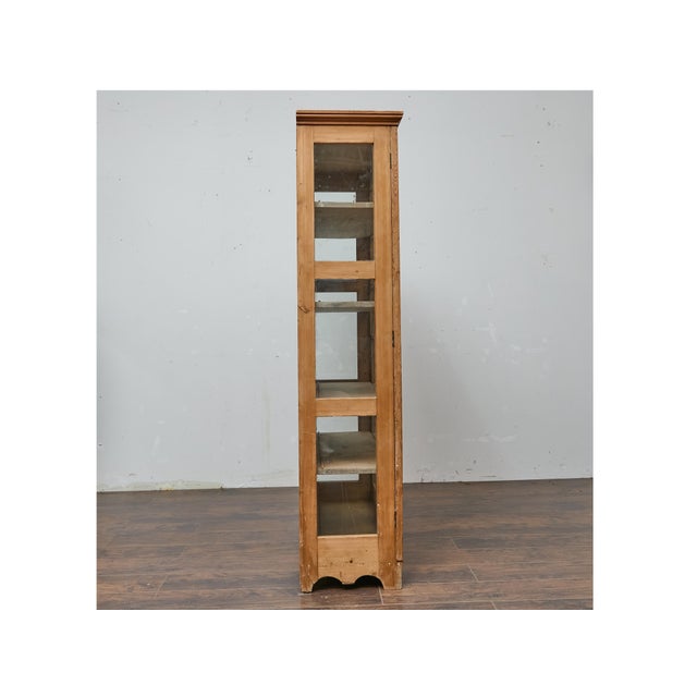19th Century 19th Century English Pine Glass Door Cabinet with Painted Interior For Sale - Image 5 of 8