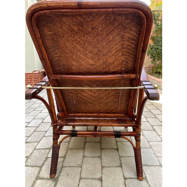 Adjustable Rattan Chaise Longue with Ottoman, 1920s For Sale - Image 9 of 13