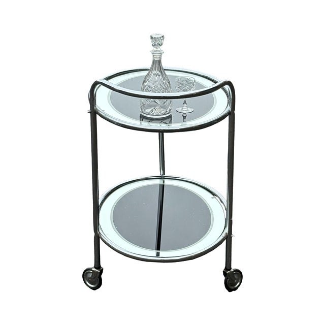 Art Deco Chrome and Black Mirror Drinks Trolley, 1930s For Sale - Image 7 of 8