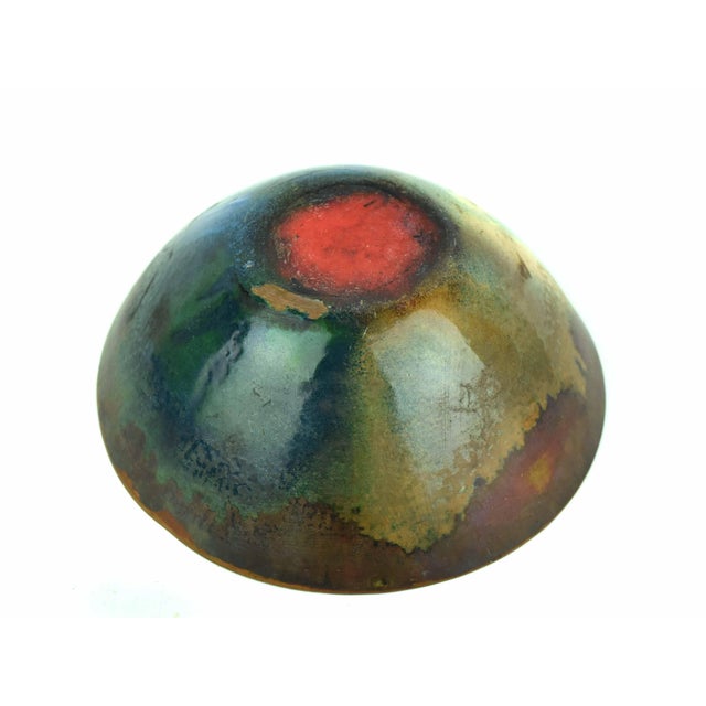 Metal Mid 20th Century Enamel on Copper Decorative Bowl For Sale - Image 7 of 8