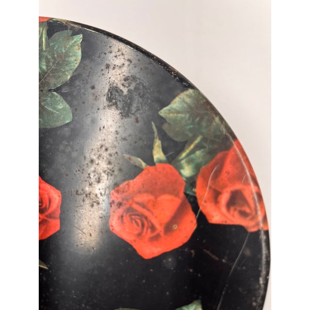 Vintage Painted Roses Metal Box With Handles For Sale - Image 4 of 7