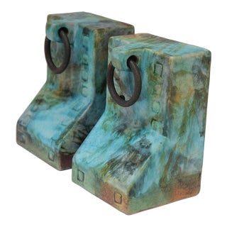 Italian Modernist "Sea Garden" Ceramic Bookends by Alvino Bagni for Raymor For Sale