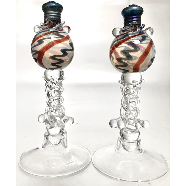 Venetian Style Hand-Blown Art Glass Salt & Pepper Shakers- a Pair For Sale - Image 4 of 4