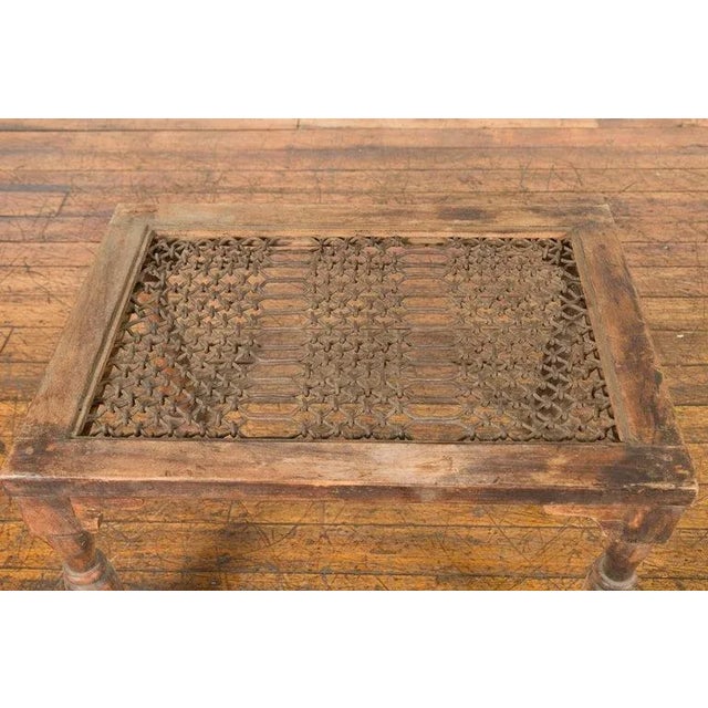 Antique Indian Window Grate Made into a Coffee Table with Turned Baluster Legs For Sale - Image 10 of 13