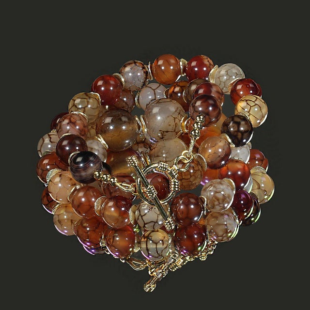 Ajd 19 Inch Spiderweb Jasper Multi Tone Necklace For Sale - Image 4 of 5