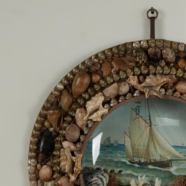 Victorian Antique Sailors Valentine With Schooner For Sale - Image 3 of 9