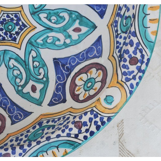 Moroccan Moroccan Hand Painted Pottery Plate, Multi-Color Lhlm 30-2 For Sale - Image 3 of 6