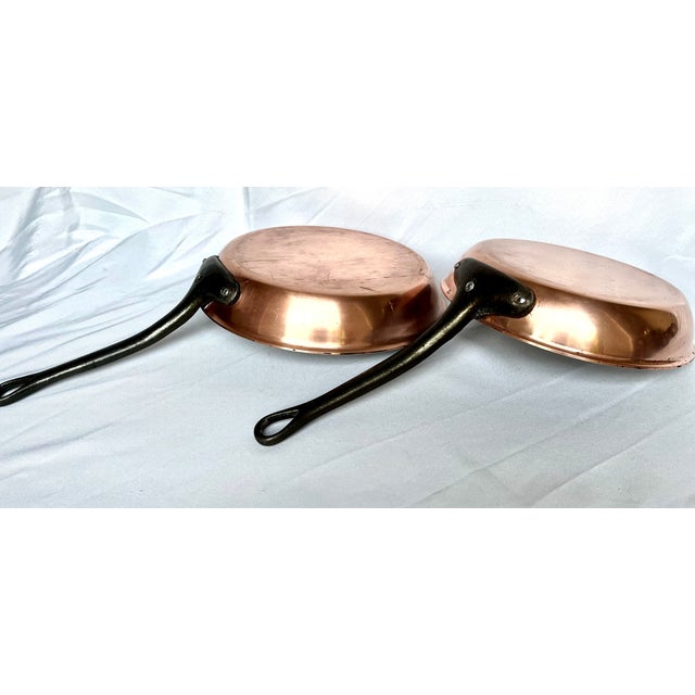 Copper Vintage French Copper Saute Pans - Set of 2 For Sale - Image 8 of 11