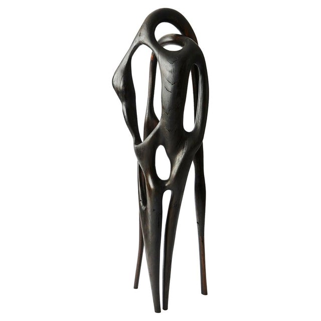 Drift sculpture handsculpted by Maxime Goléo. Unique Piece. Dimensions: W 60 x D 60 x H 158 cm. Materials: French walnut....