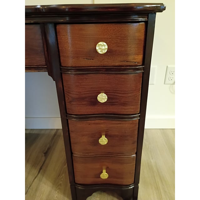 1940s Vintage Solid Wood Desk With Chair For Sale - Image 5 of 18
