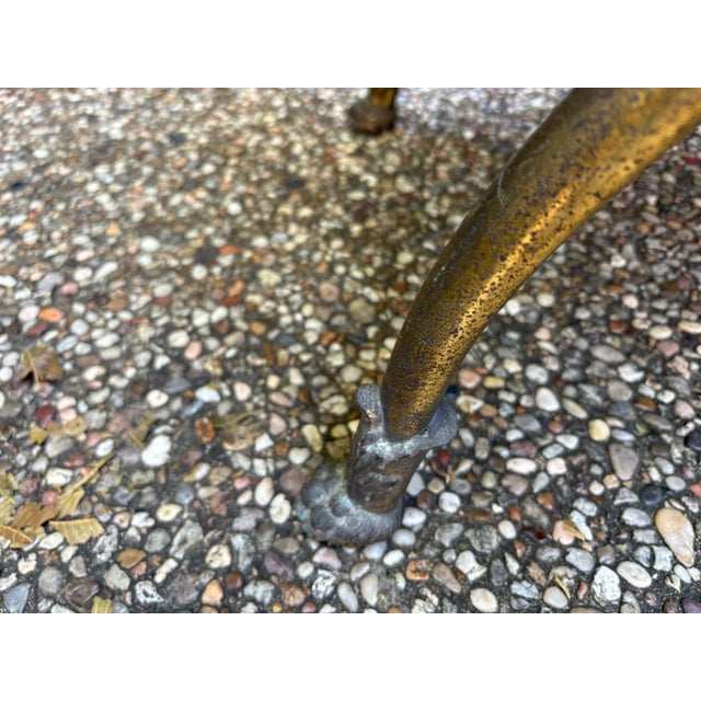 Brass 1920s Italian Brass Curule Bench With Lions Heads For Sale - Image 8 of 10