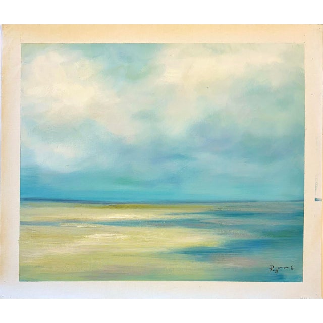 Abstract Shoreline Horizon Coastal Seascape – Original Painting by Ryan C., Unstretched For Sale - Image 4 of 4