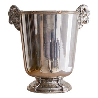 French Silver-Plated Ram Handle Champagne Bucket, 1960s For Sale