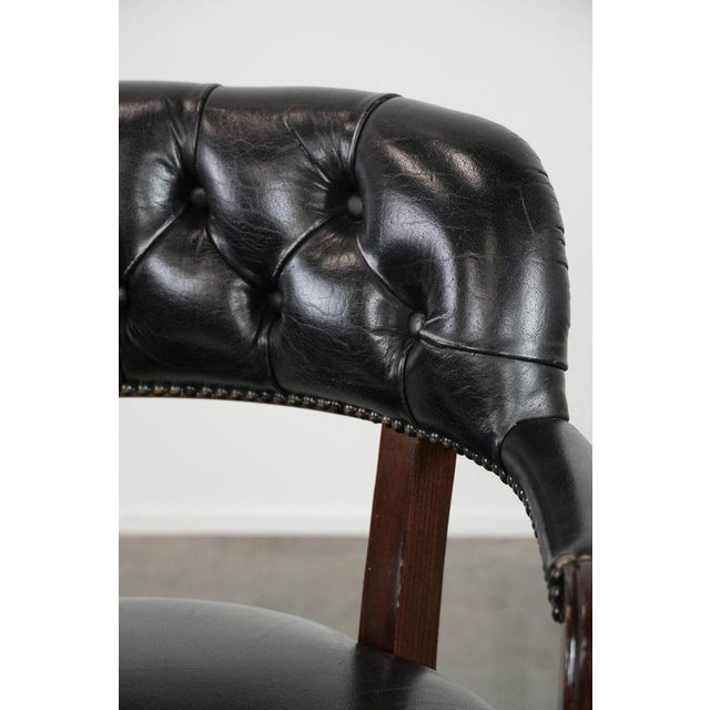 Chesterfield Office Chair in Cowhide Leather on Wheels For Sale - Image 15 of 18