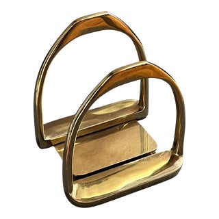 Vintage 1960s Pair of Brass Horse Bit Bookends For Sale
