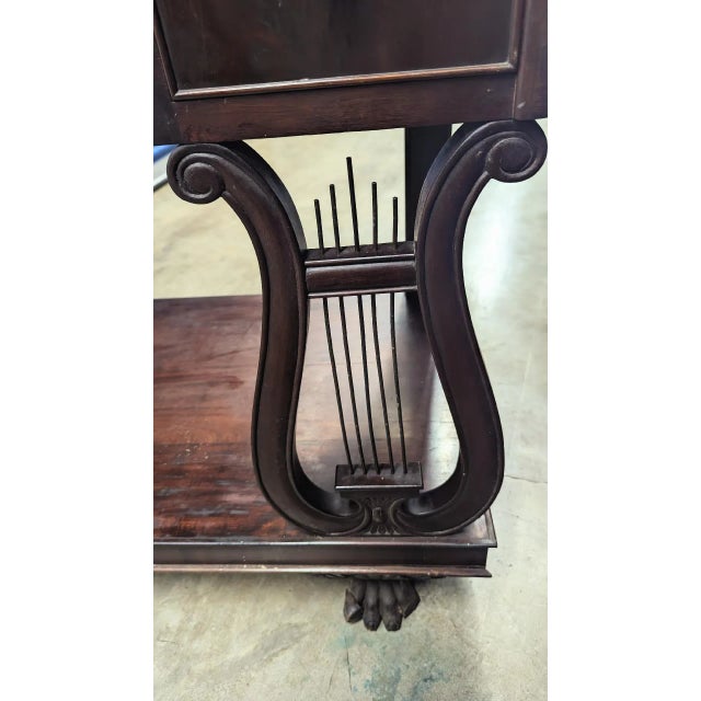 Late 19th Century Antique Mahogany Writing Desk Lyre-Shape Legs 18th Century For Sale - Image 5 of 13