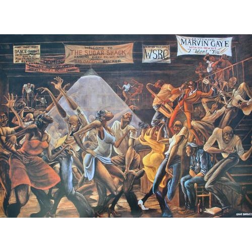Ernie Barnes (1938-2009) SUGAR SHACK (Marvin Gaye) Screen printing Signed in the plate On thick, multi-layered glossy...