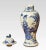 19th-century blue and white porcelain vase with painted with figures and foliating decoration on circular base some chips...