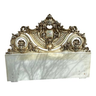 Italian Venetian Rococo Style King Size Hand Painted Headboard For Sale