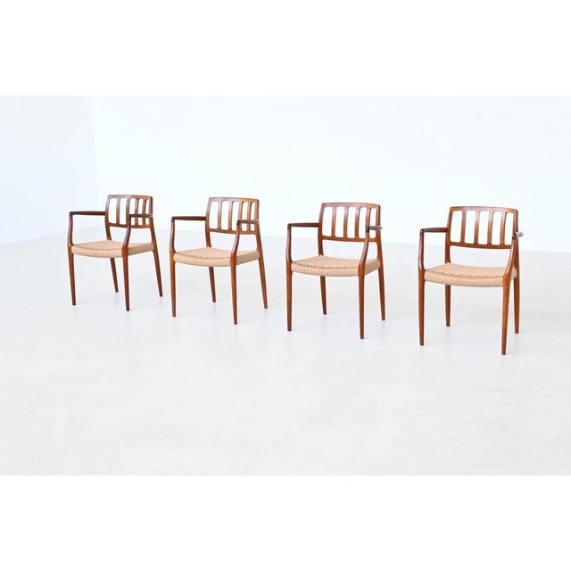 Brown Model 66 Armchairs in Teak and Paper Cord by Niels Otto Moller J.L. Møllers, Denmark, 1974, Set of 4 For Sale - Image 8 of 18