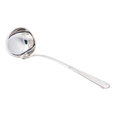 Smooth Silver Soup Ladle with Reliefs For Sale