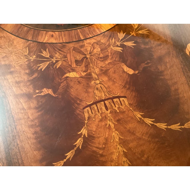 Brown Elegant Mahogany With Inlay Intricate Dropleaf Ide Table For Sale - Image 8 of 12