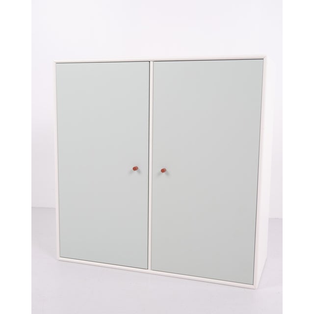 Model 1118 Module Cabinet with Mint Green Doors and Brown Handles from Montana For Sale - Image 3 of 12
