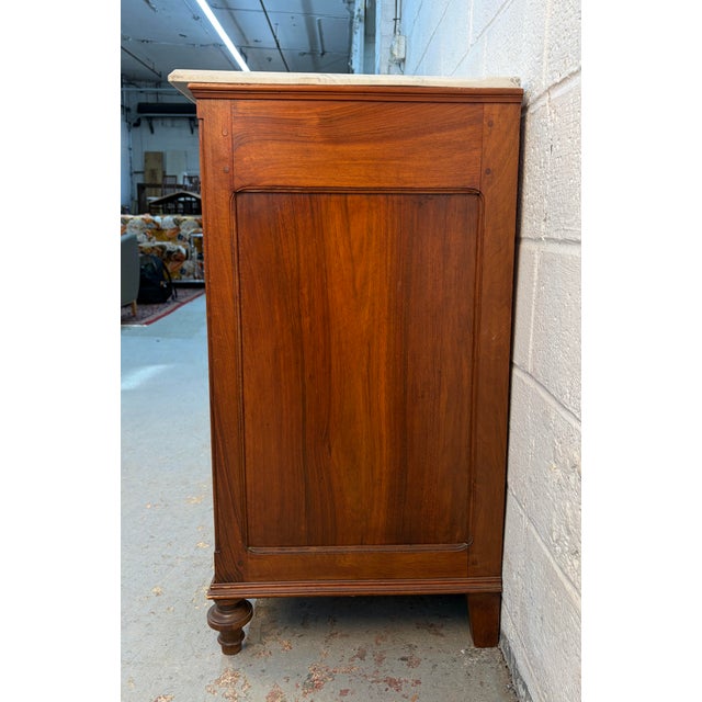 Brown Antique French Carved Commode W/ Marble Top For Sale - Image 8 of 15