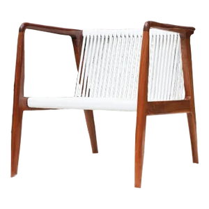 Mid Century Johnson Furniture Co. Teak Danish Rope Chair, 1960s