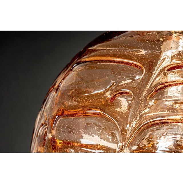 Glass German Pink Murano Ball Pendant Light from Doria, 1970s For Sale - Image 7 of 10