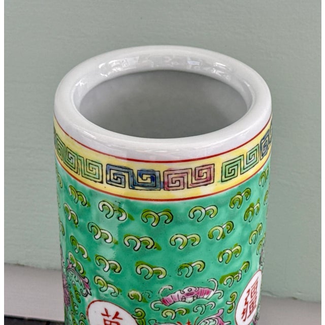 Vintage Chinese Ceramic Umbrella Stand / Vase For Sale - Image 9 of 10