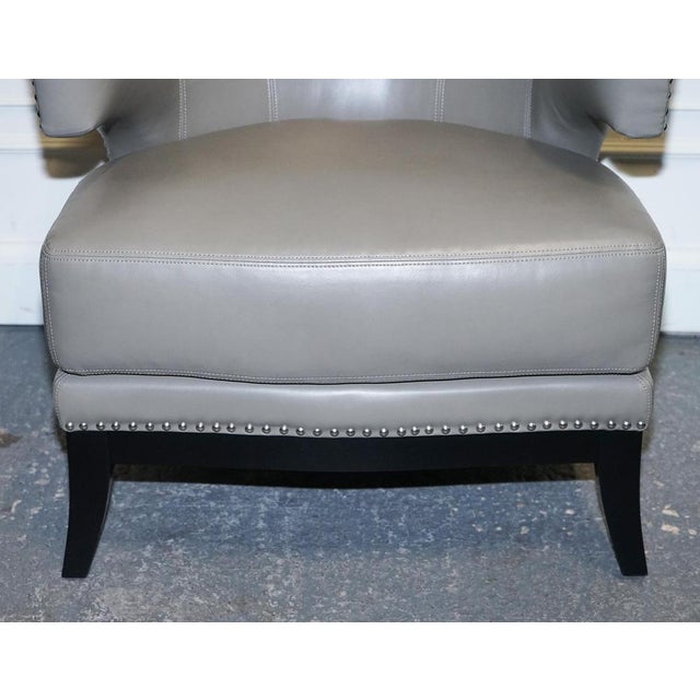 Round Back Armchairs in Grey Leather with Studs from Coach House, Set of 2 For Sale - Image 6 of 13