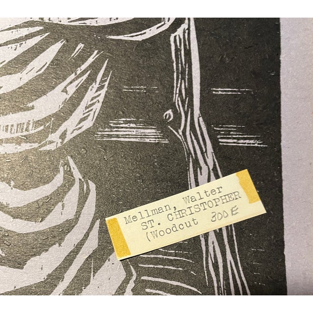 Religious Walter Mellman St Christopher Woodcut For Sale - Image 3 of 3