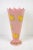 Vintage pink with hand-painted yellow flowers tin metal vase from the late 1950's - 1960's. Expect vintage wear including...