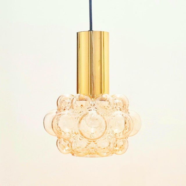 Mid-Century Modern Mid-Century Modern Amber Bubble Glass Pendant by Helena Tynell for Limburg, Germany, 1960s For Sale - Image 3 of 10
