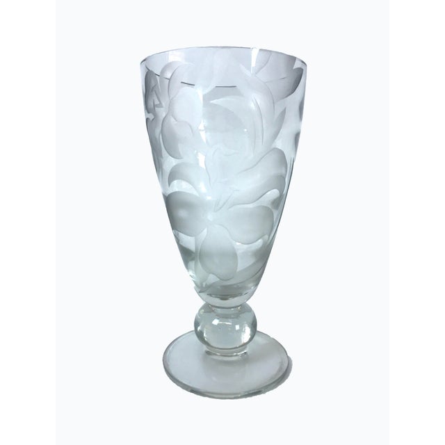 Mid Century Franz Grosz Etched Glass Vase Chairish