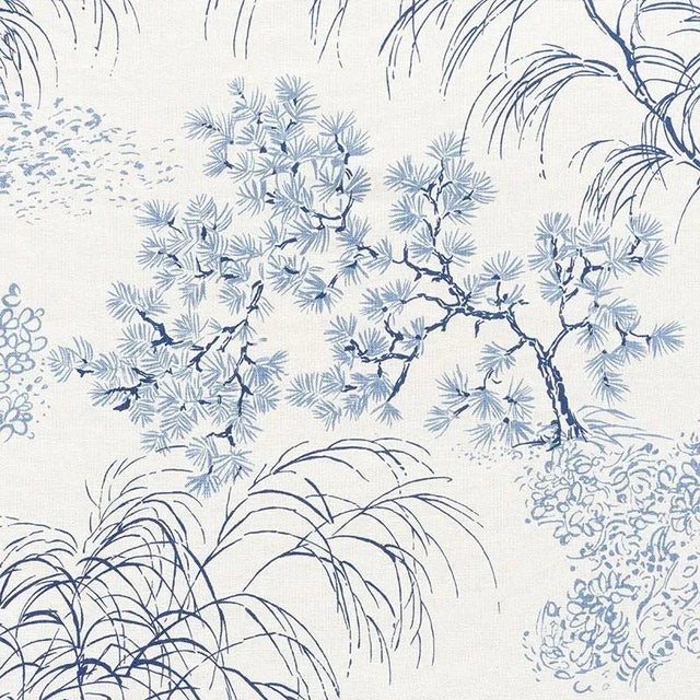 Sample - Schumacher Mori Fabric in Porcelain For Sale