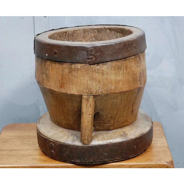 Large Antique Wood Mortar For Sale In Los Angeles - Image 6 of 8
