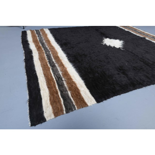 1970s Vintage Turkish Hand-Knotted Wool Cotton Brown Kilim Area Rug For Sale - Image 5 of 11