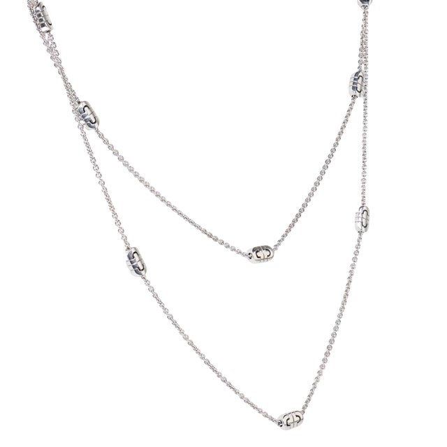 Contemporary 1990s Bvlgari 18k White Gold Parentesi Chain Necklace For Sale - Image 3 of 7