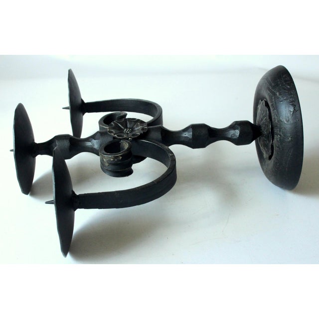 Black Wrought Iron Candle Holder 3 Arms by Heibi - Vintage For Sale - Image 8 of 8