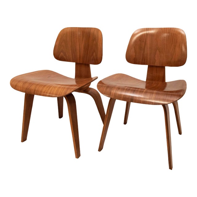1950s Eames Dcw Walnut Chairs Set of 2 Chairish
