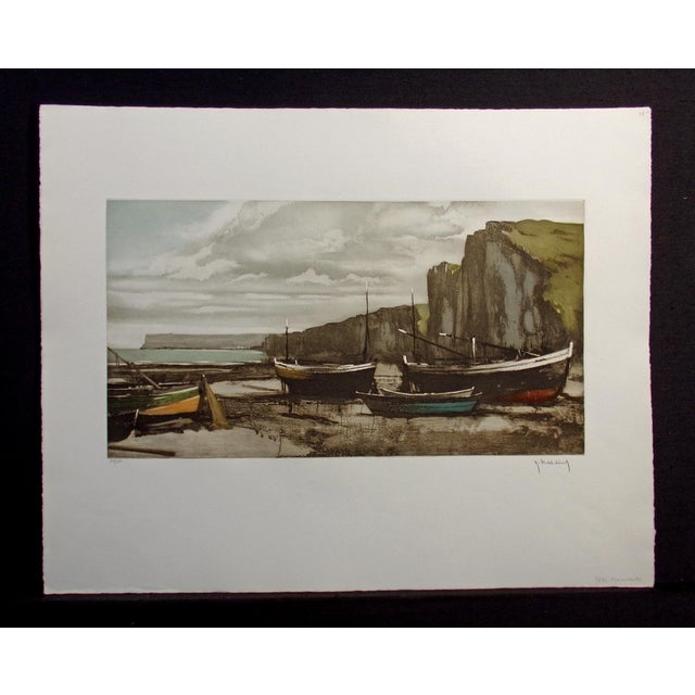 "Cote Normandie" Vintage Aquatint Etching by Roger Hebbelinck Hand signed, titled and numbered by the artist in pencil...