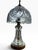Mid-Century Modern Vintage Cut Glass Boudoir Table Lamp With Domed Scalloped Shade & Gold-Tone Base For Sale - Image 3 of 5