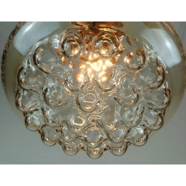 Mid-Century Pendant Light Bubble in Amber Glass and Brass, 1960s For Sale - Image 8 of 11