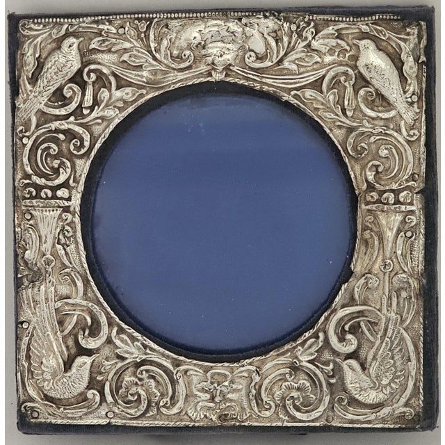 Art Nouveau Sterling Silver Repoussé Frame With Rare Bird Motifs — Birmingham 1905 For Sale - Image 4 of 17