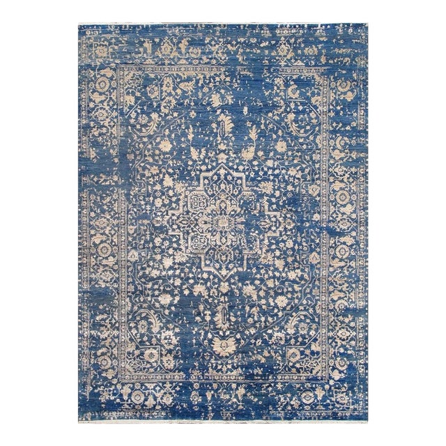 Pasargad Home Transitiona Blue Area Rug- 9' 0" X 12' 2" For Sale