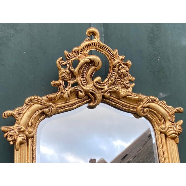 Late 20th Artisan Rococo Gold Wood Floor Mirror Pair For Sale - Image 12 of 18